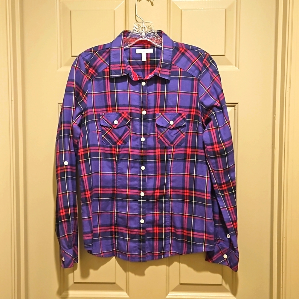 Purple and pink button up
